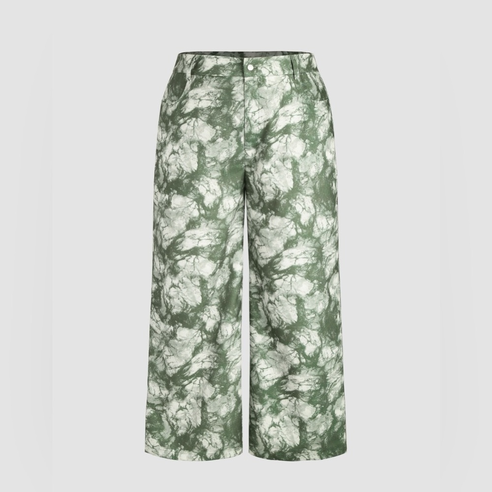 Cider corduroy abstract pattern, wide leg trousers plus size
